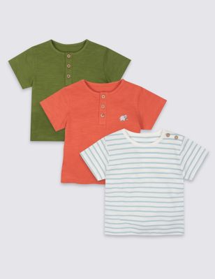 3 Pack Pure Cotton Short Sleeve Tops